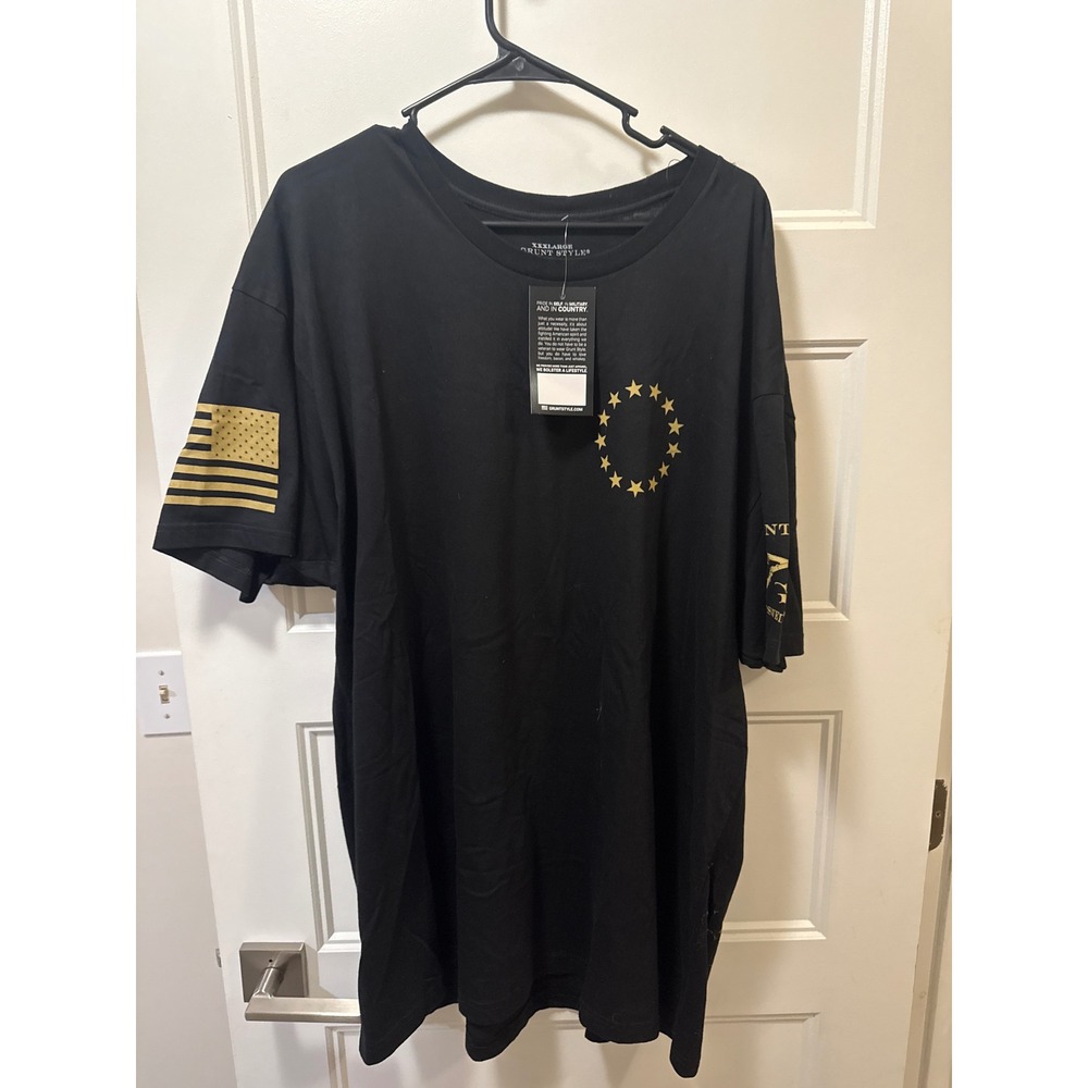 Grunt Style Mens 1776 Betsy Ross Flag Graphic T-Shirt Black Gold 3XL NWT